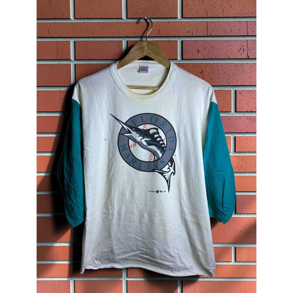 Vintage 1993 Florida Marlins Garan MLB Colorblock T Shirt Men's XL USA